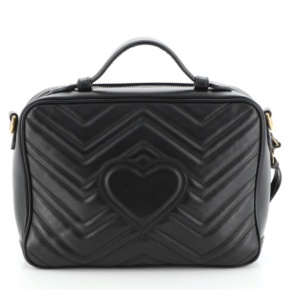 Gucci GG Marmont Zip Around Camera Shoulder Crossbody Black Matelasse Leather - Picture 11 of 11